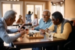 Hommes âgés dans une maison de retraite