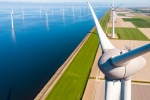 Windmill farm in the lake Ijsselmeer