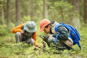 Jeunes explorant la nature